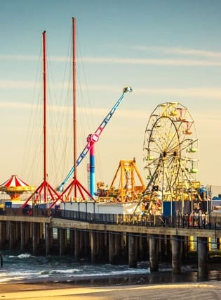 Steel Pier on the Atlantic City Boardwalk in New Jersey, representing TMC’s contract therapy services across the state.